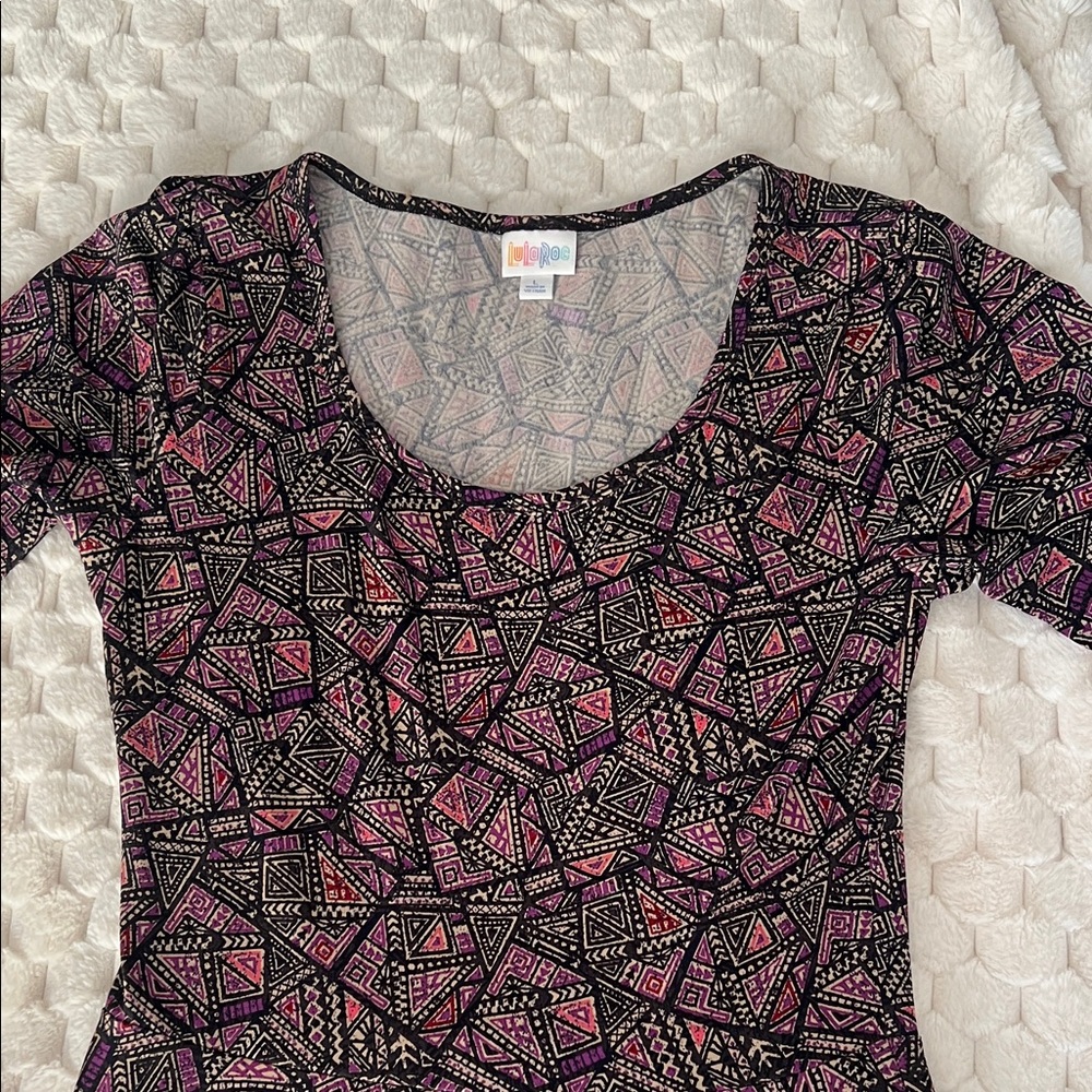 LuLaRoe Black and Pink Geometric Midi Dress